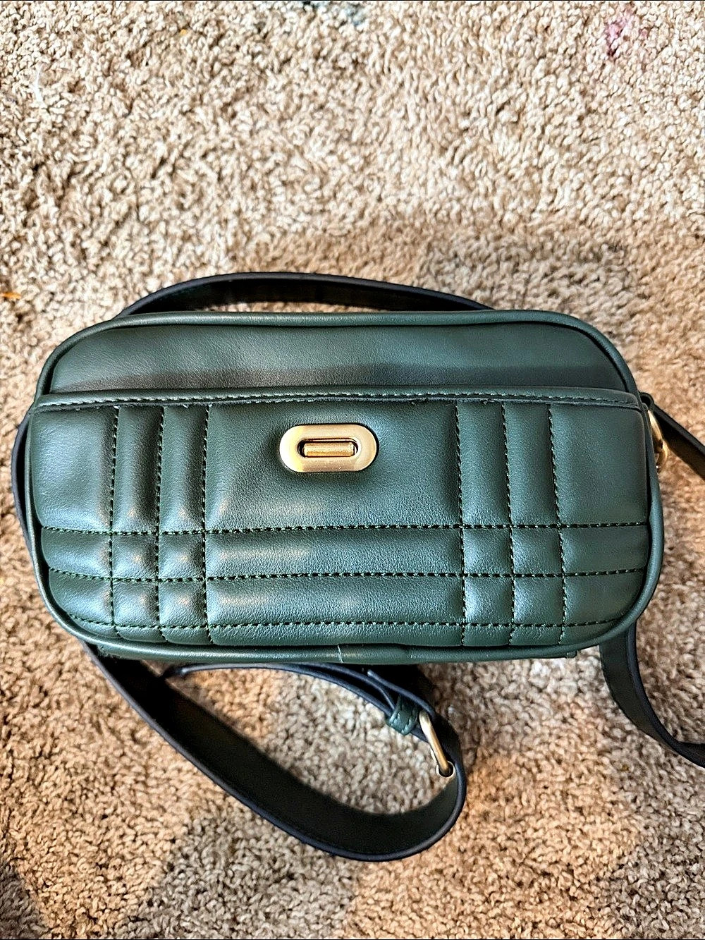 Quilted Green Crossbody Bag